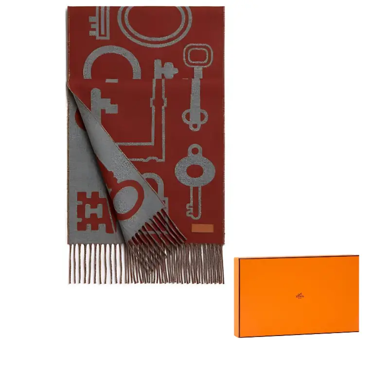 

Hermes Кашемировый вязаный шарф унисекс, красный