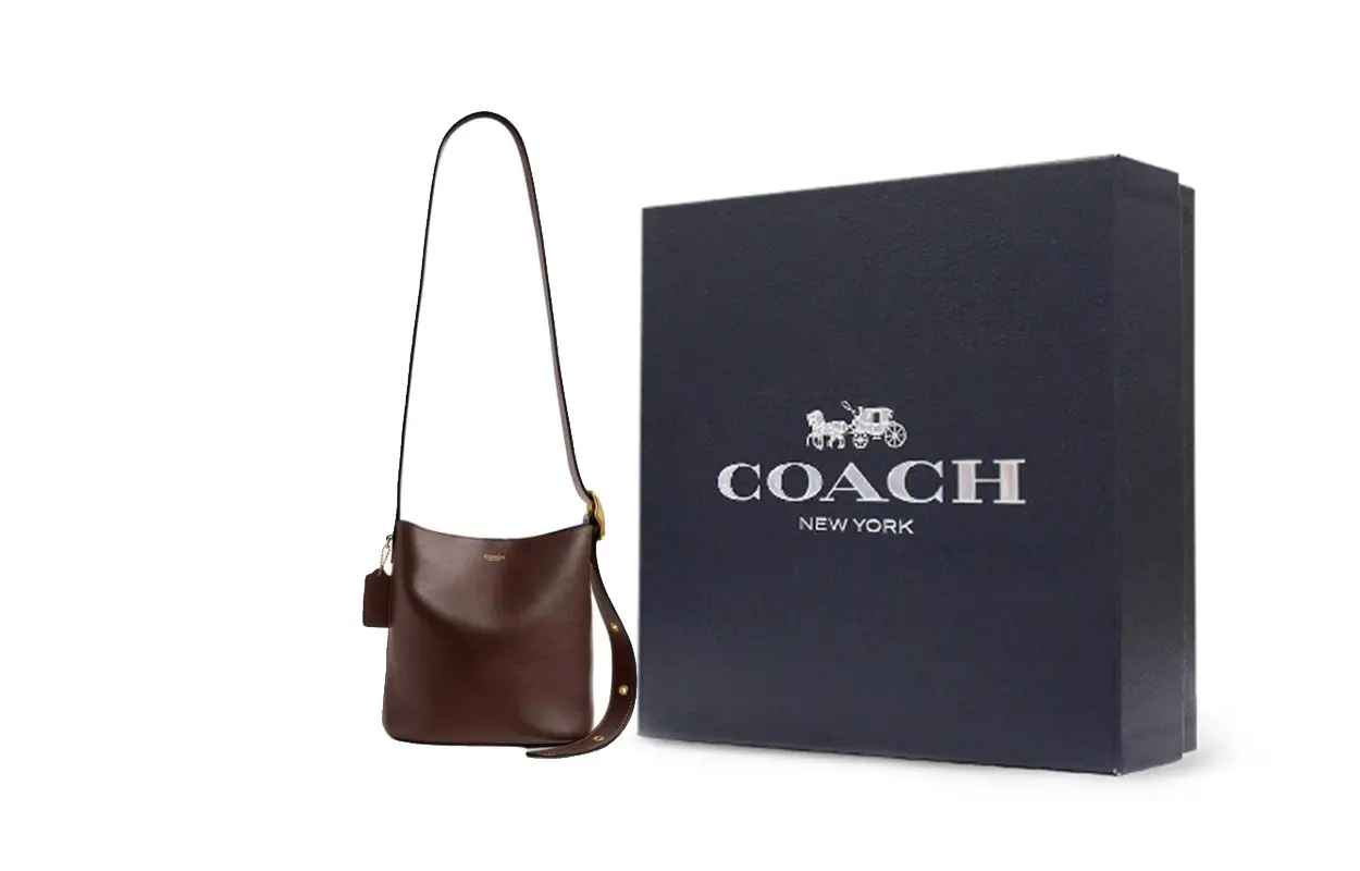 

COACH Сумма-ведро Bleecker из коровьей кожи, маленькая женская сумка через плечо Maple Brown