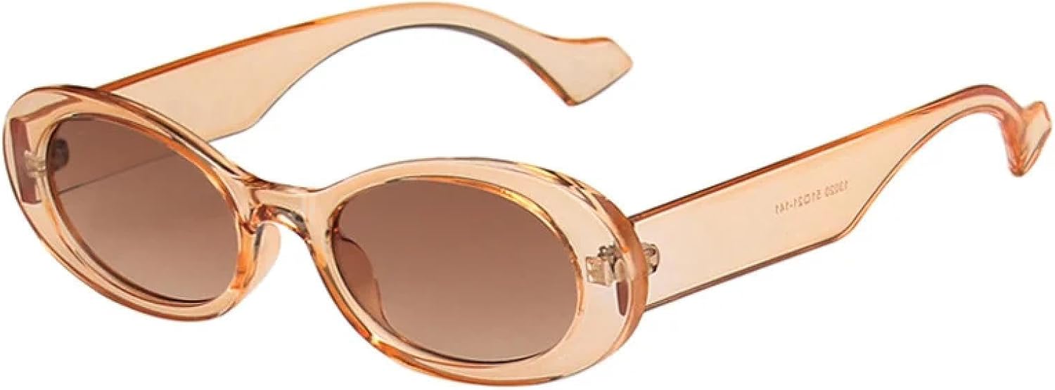 

Винтажные овальные солнцезащитные очки для женщин, маленькая оправа, ретро-стиль, черные с желтыми линзами, круглые, защита от УФ-излучения UV400 HHZZYVY, C10lightbrown-brown