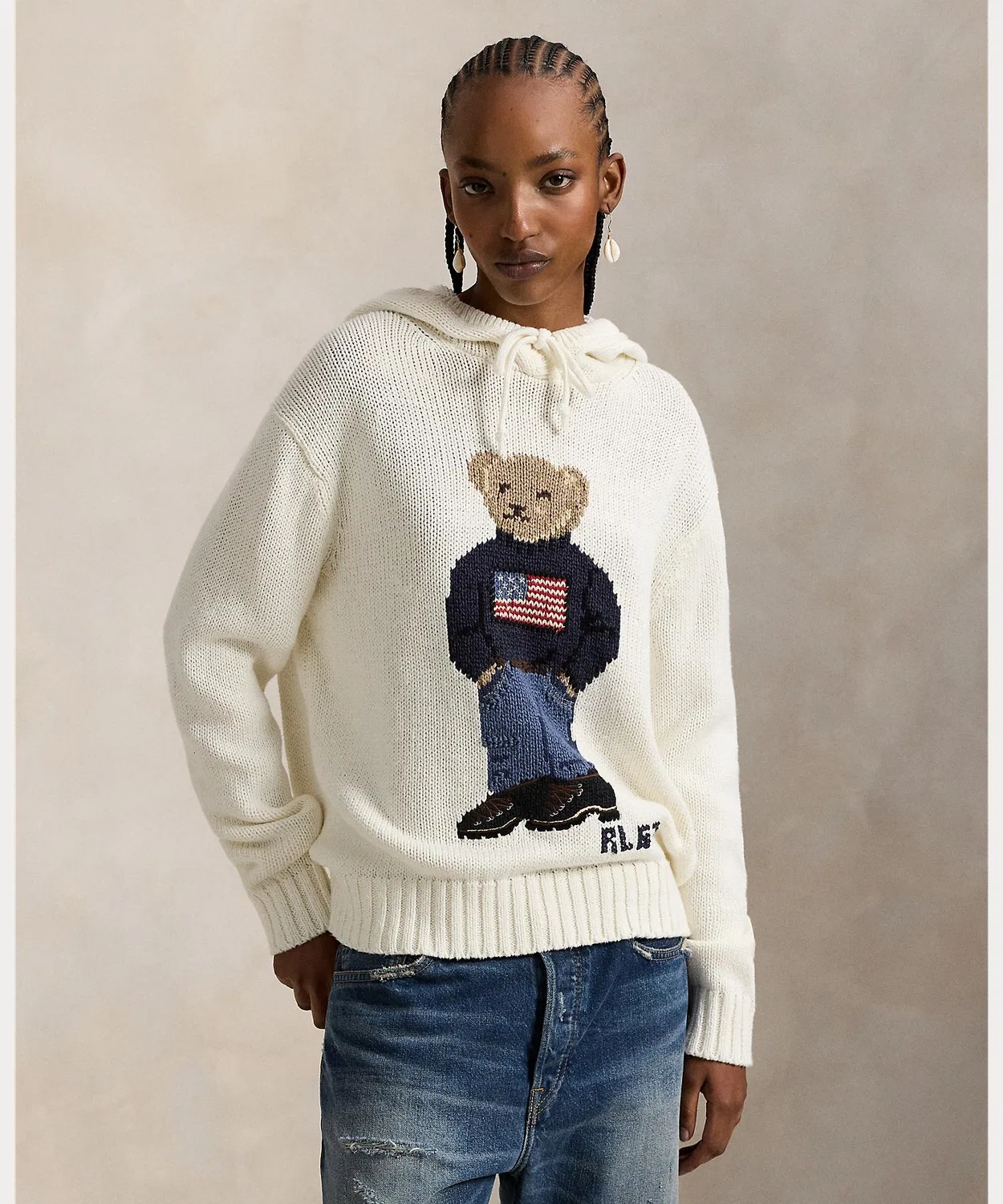 Свитер с капюшоном Polo Bear Ralph Lauren, натуральный