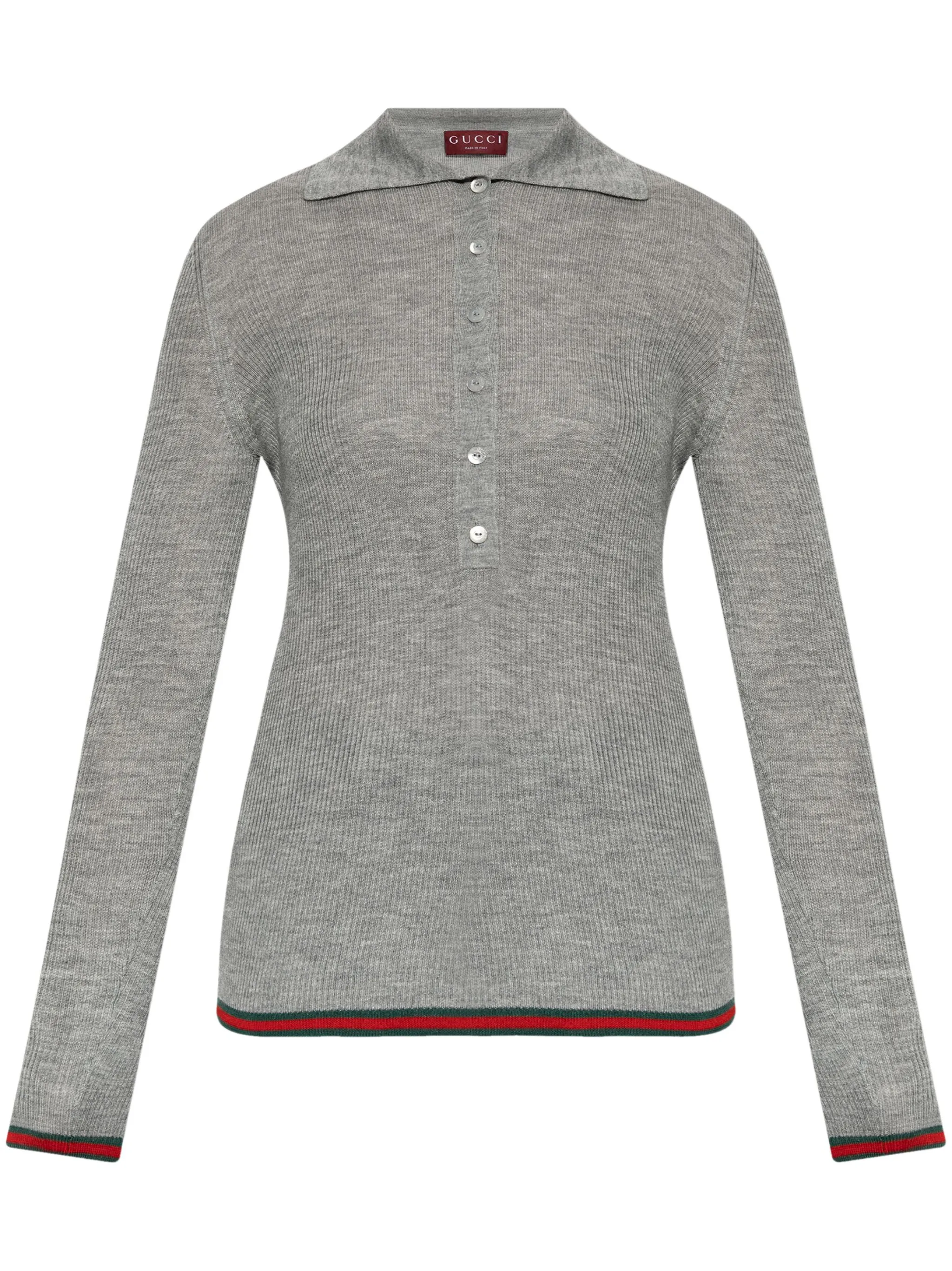 

Рубашка поло с отделкой Web Gucci, серый