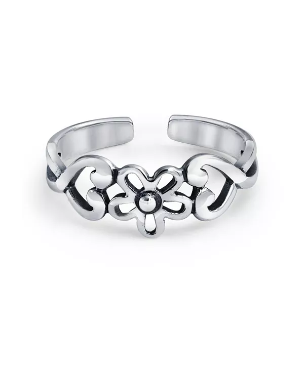 

Кольцо миди с резным филигранным сердцем и цветами на средний палец из стерлингового серебра Bling Jewelry, silver