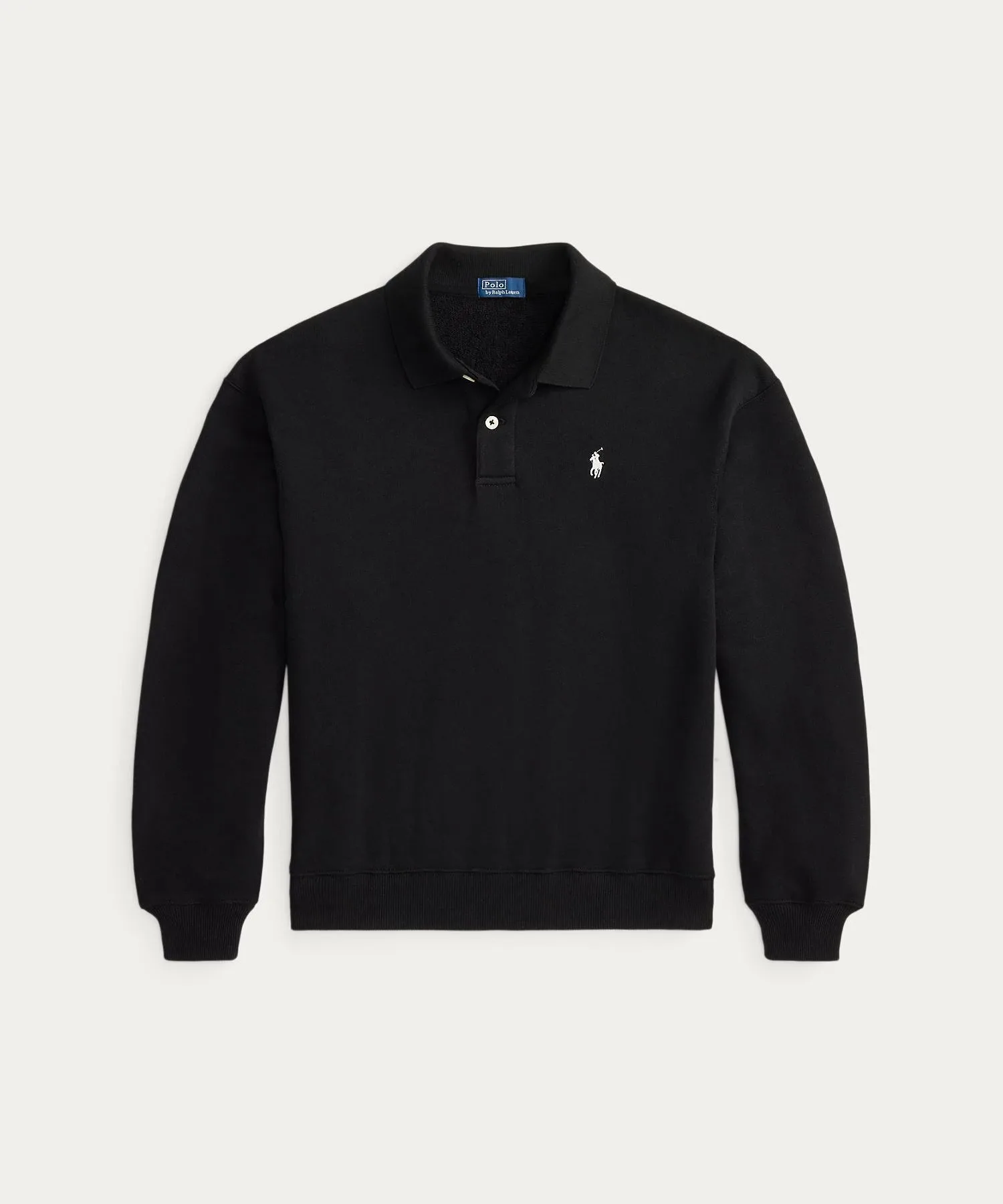 Легкая флисовая рубашка-поло с длинным рукавом Polo Ralph Lauren, 001 Black — фото 2