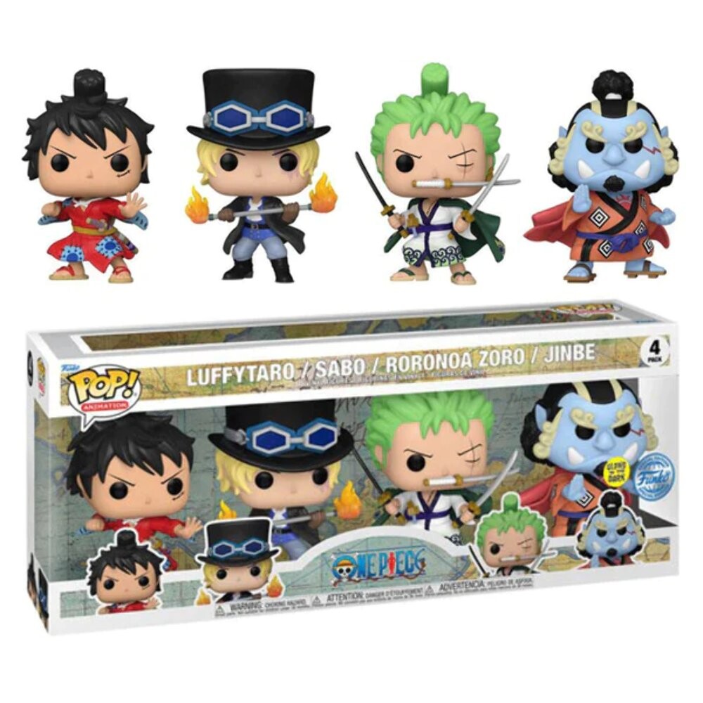 

Funko POP! Луффитаро Сабо Ророноа Зоро и Дзимбэй (светятся в темноте) цельный