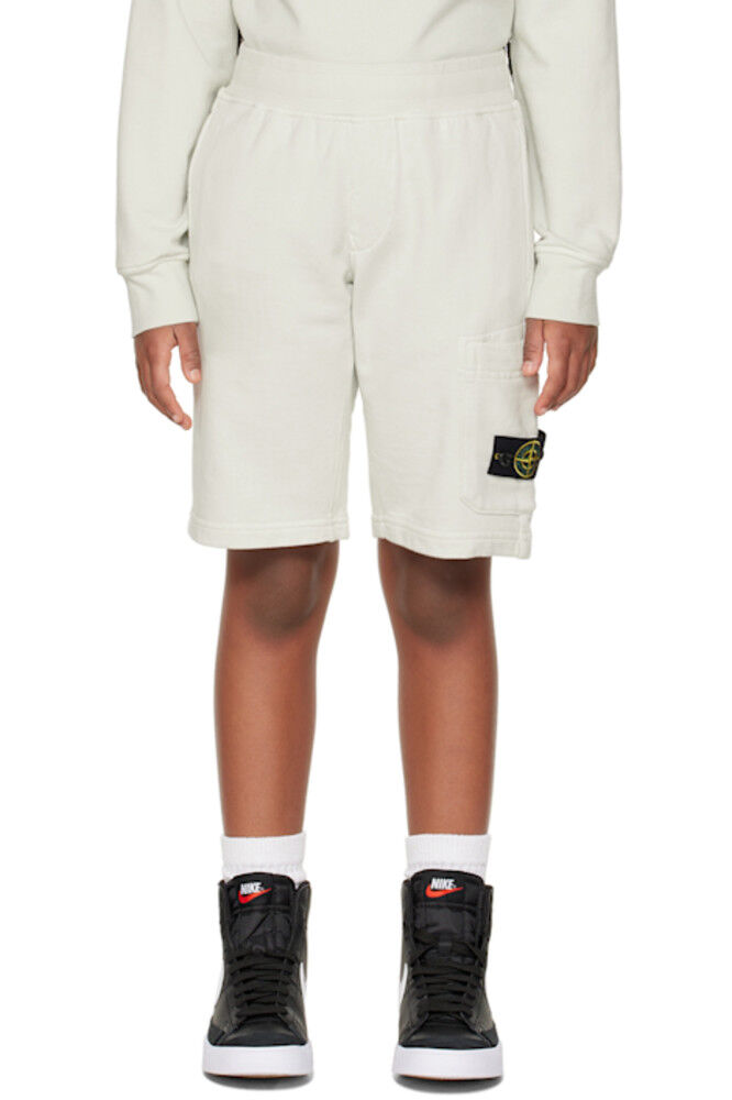 

Детские серые шорты с заплатками Stone Island Junior