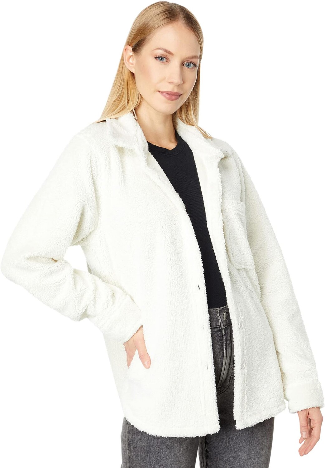 

Куртка Dylan by True Grit Sherpa Shirt Jacket Shacket, цвет Chalk