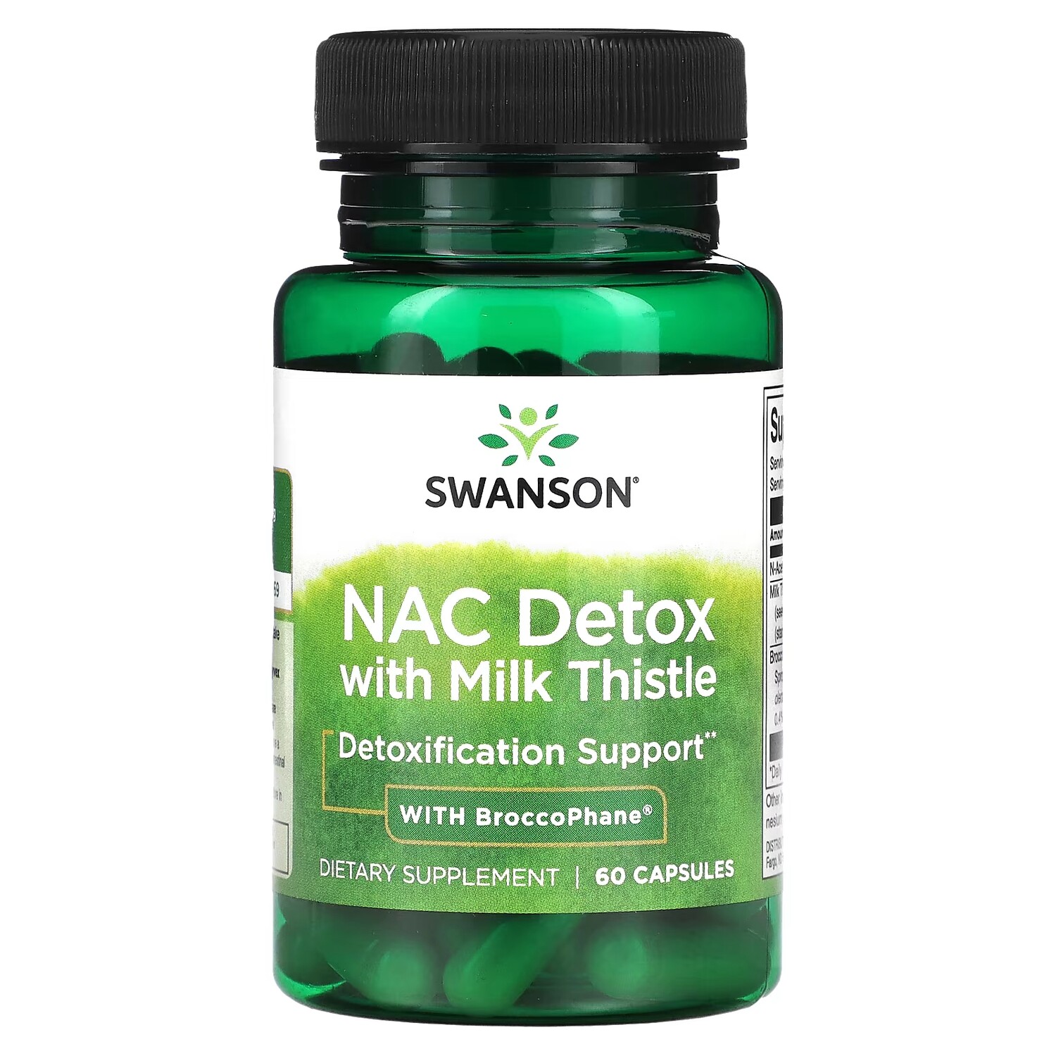 

Детокс Swanson NAC с расторопшей и BroccoPhane, 60 капсул