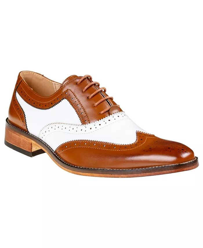

Мужские двухцветные туфли-оксфорды Wing Tip Gino Vitale, коричневый/бежевый