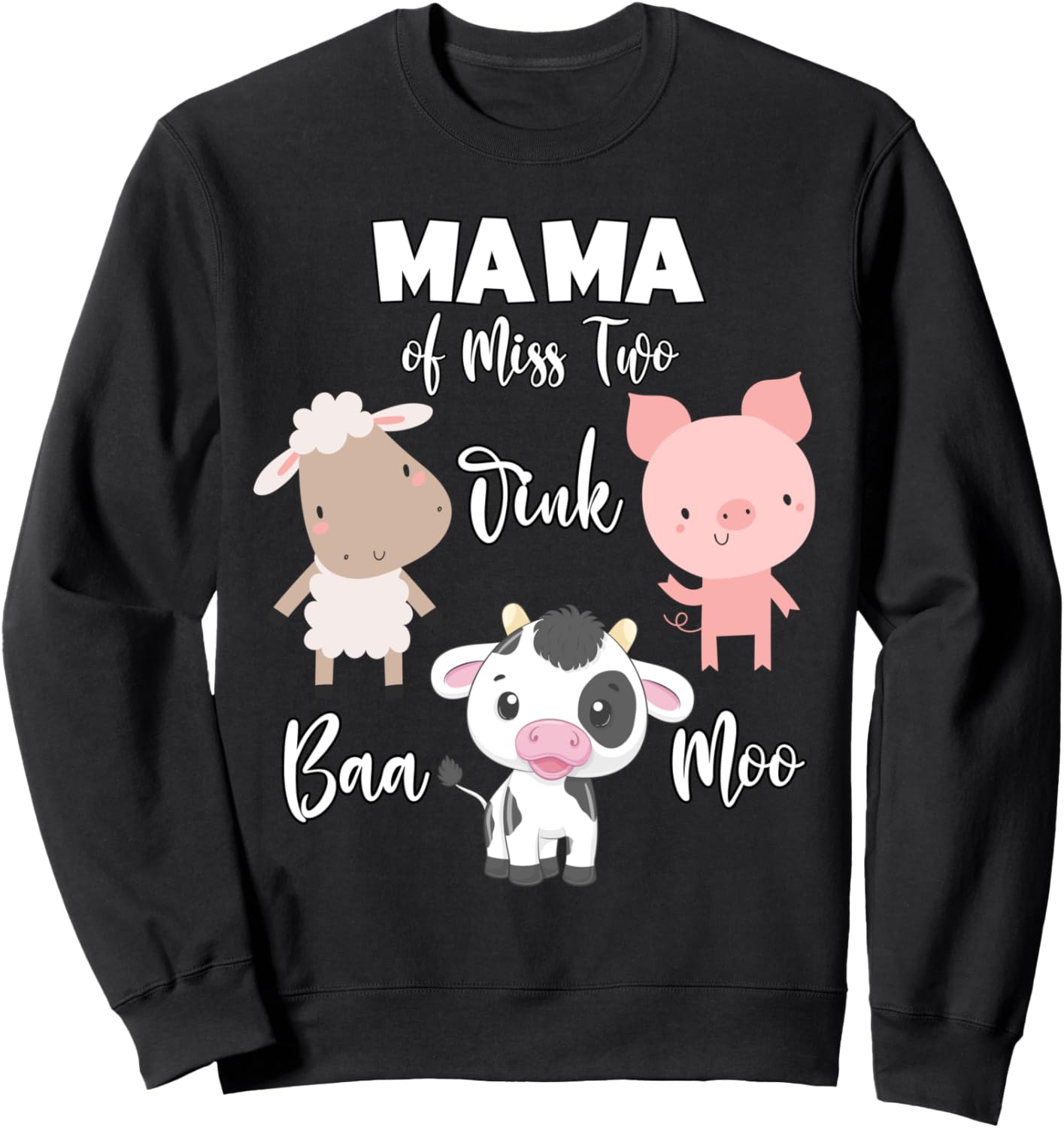 

Забавная толстовка с мультяшным животным для вечеринки по случаю 2-летия Мама двухлетней девочки Family Look Farm Animals Theme Decorations Gifts, черный