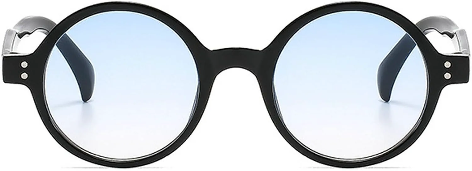 

Ретро маленькие круглые солнцезащитные очки для женщин и мужчин с заклепками, модные очки класса люкс с защитой от УФ-излучения UV400 для женщин mincl, Blue