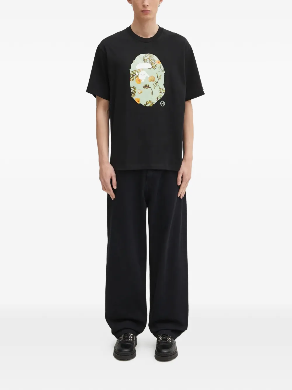 Футболка с узором ape head vacation A BATHING APE, черный — фото 2