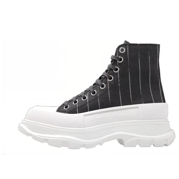Кроссовки tread slick lace up ankle sneakers 'black striped' Alexander Mcqueen, черный
