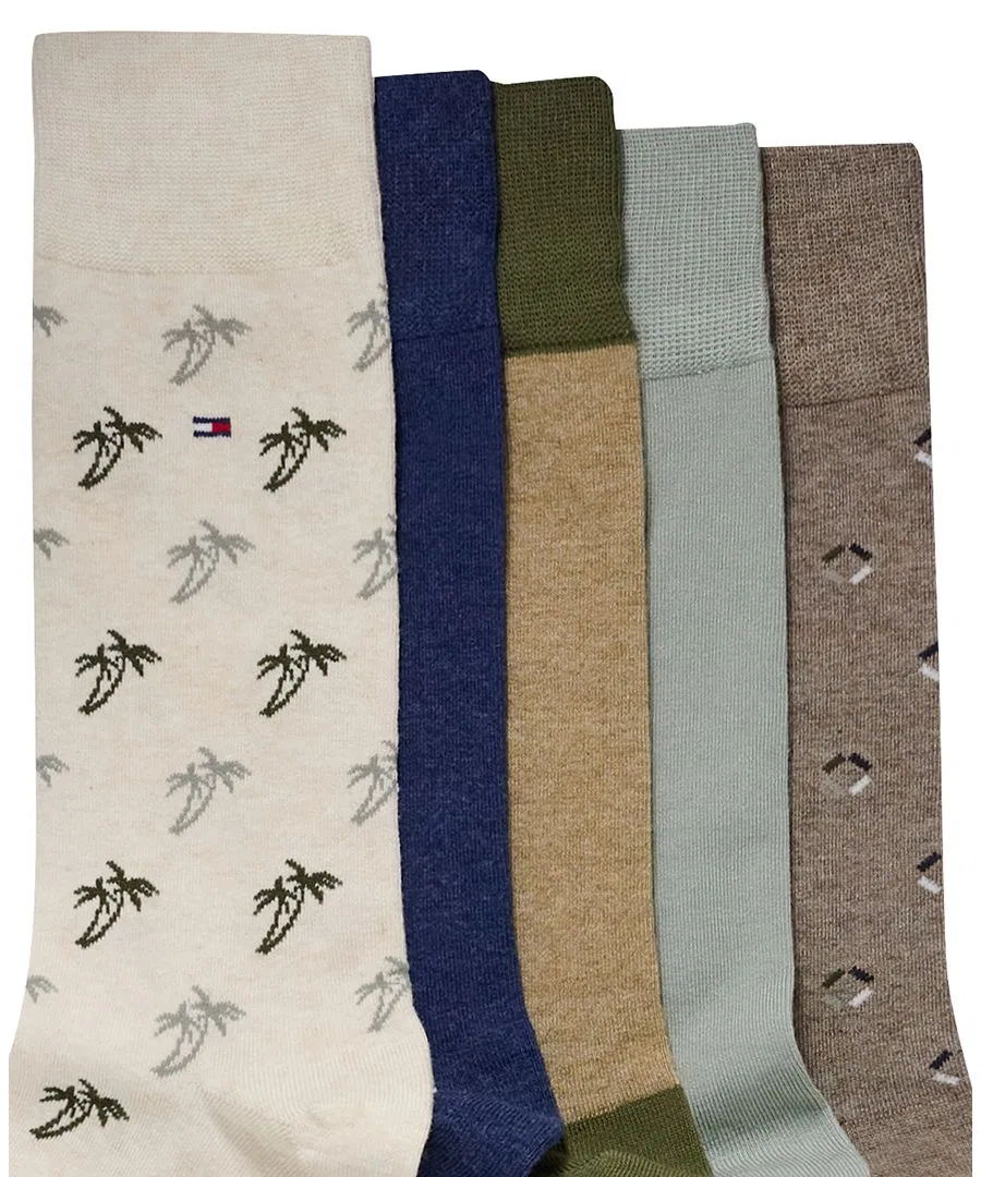 Мужские мягкие эластичные носки средней высоты, 5 пар Tommy Hilfiger, Tan/Beige/Brown/Navy — фото 2
