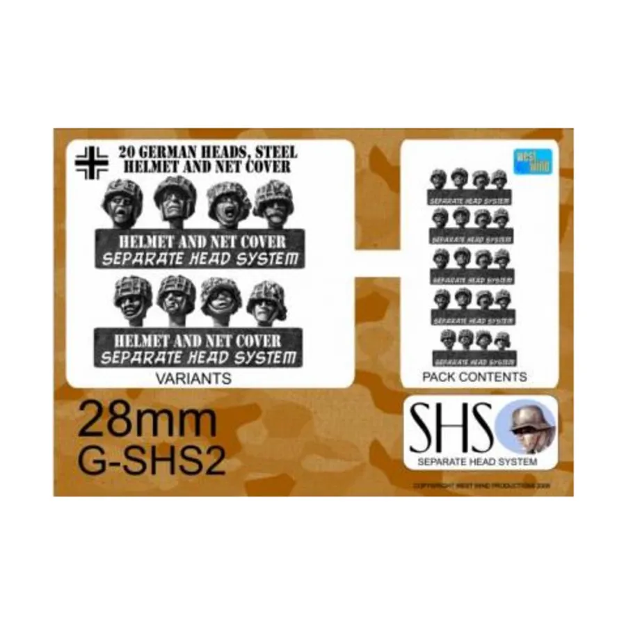 

Немецкие головы в стальных касках с сетками, Berlin or Bust WWII Miniatures - Separate Heads System (28mm)
