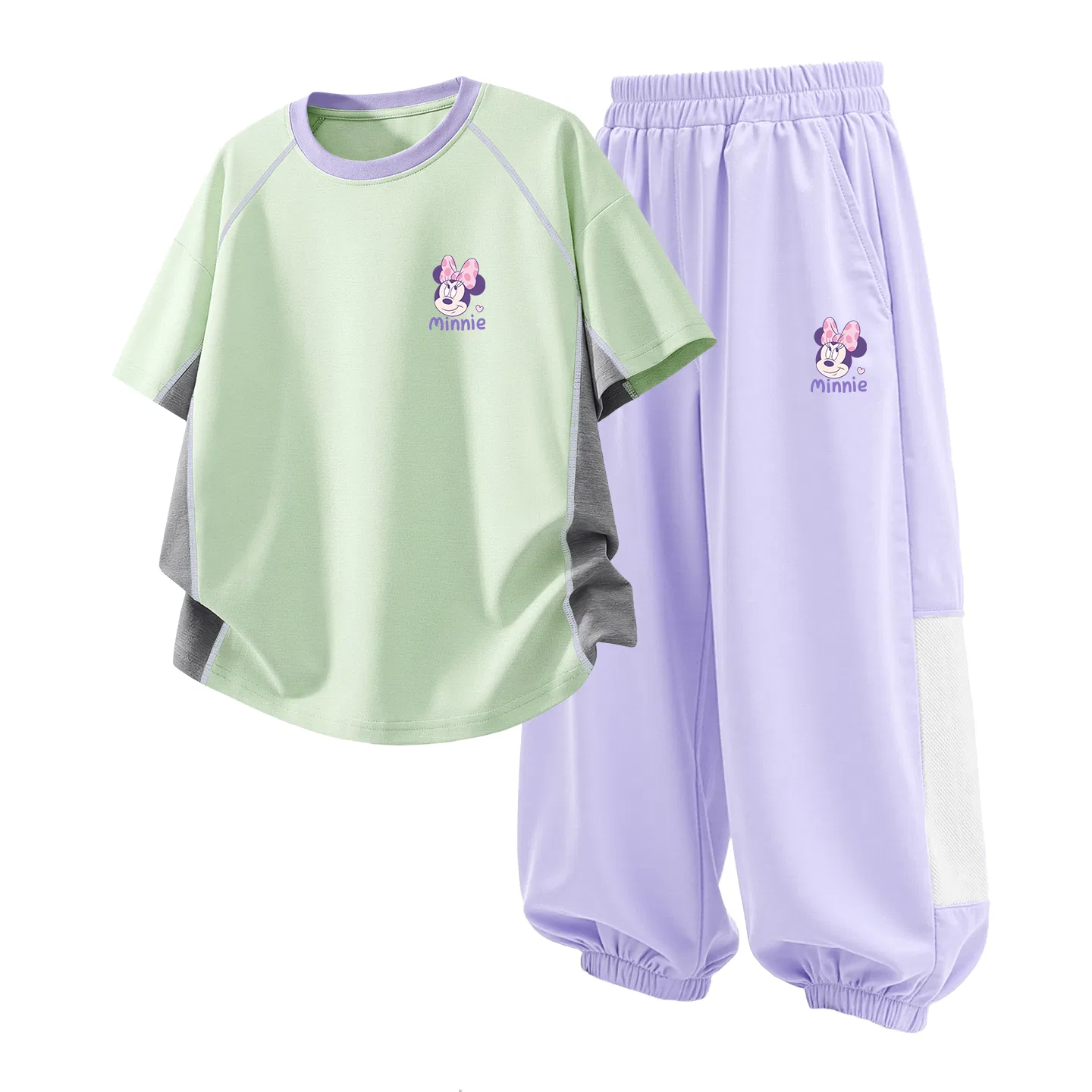 Детский спортивный костюм Casual Sportswear 2 Piece Set Disney, Di Qipini K Green+Di Qipini K Orchid Purple