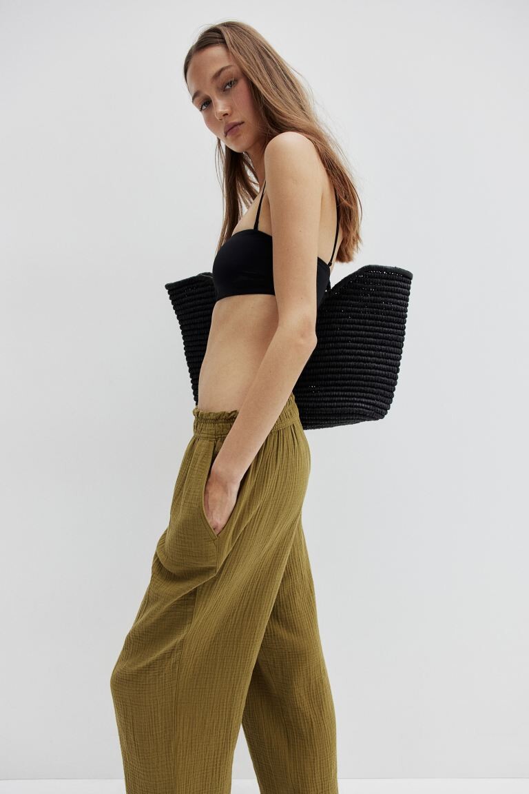 

Брюки из бумажного пакета H&M, хаки