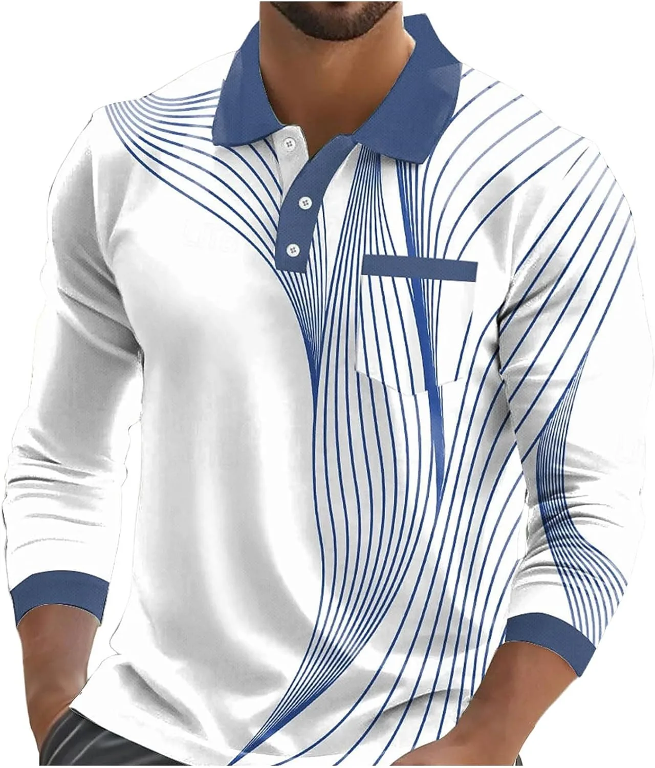 

Мужская полоскатая футболка с длинным рукавом Color Block для гольфа