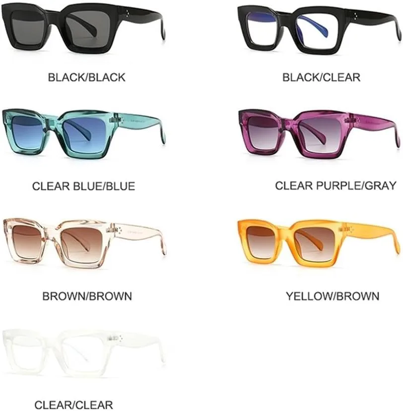 

Стильные разноцветные прямоугольные солнцезащитные очки для женщин и мужчин, винтажный дизайн, уникальные очки с плоской верхней частью GHVWYX, Clear-clear