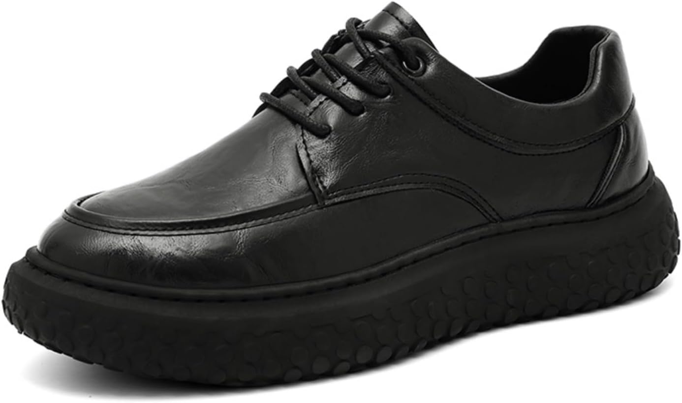 

Мужские кожаные лоферы с шнуровкой, массивная подошва, противоскользящие повседневные туфли для бизнеса и повседневной моды, толстая платформа, оксфорды для мужчин Kelibasi, черный