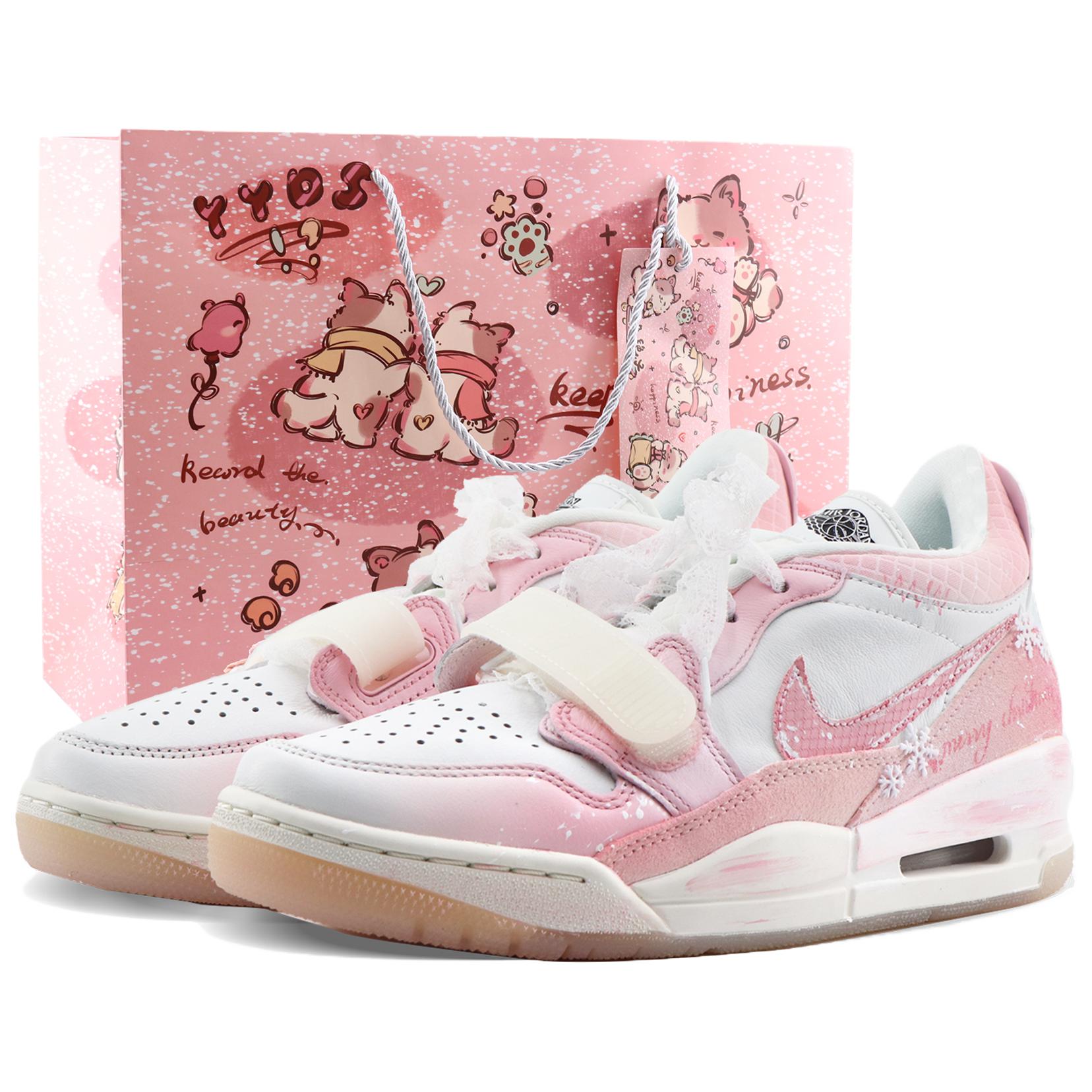 

Наследие 312 Снежный Бархат Сладкая Мечта Сумка для покупок Устойчивая к истиранию Высота увеличивающая Низкий верх Jordan, розовый