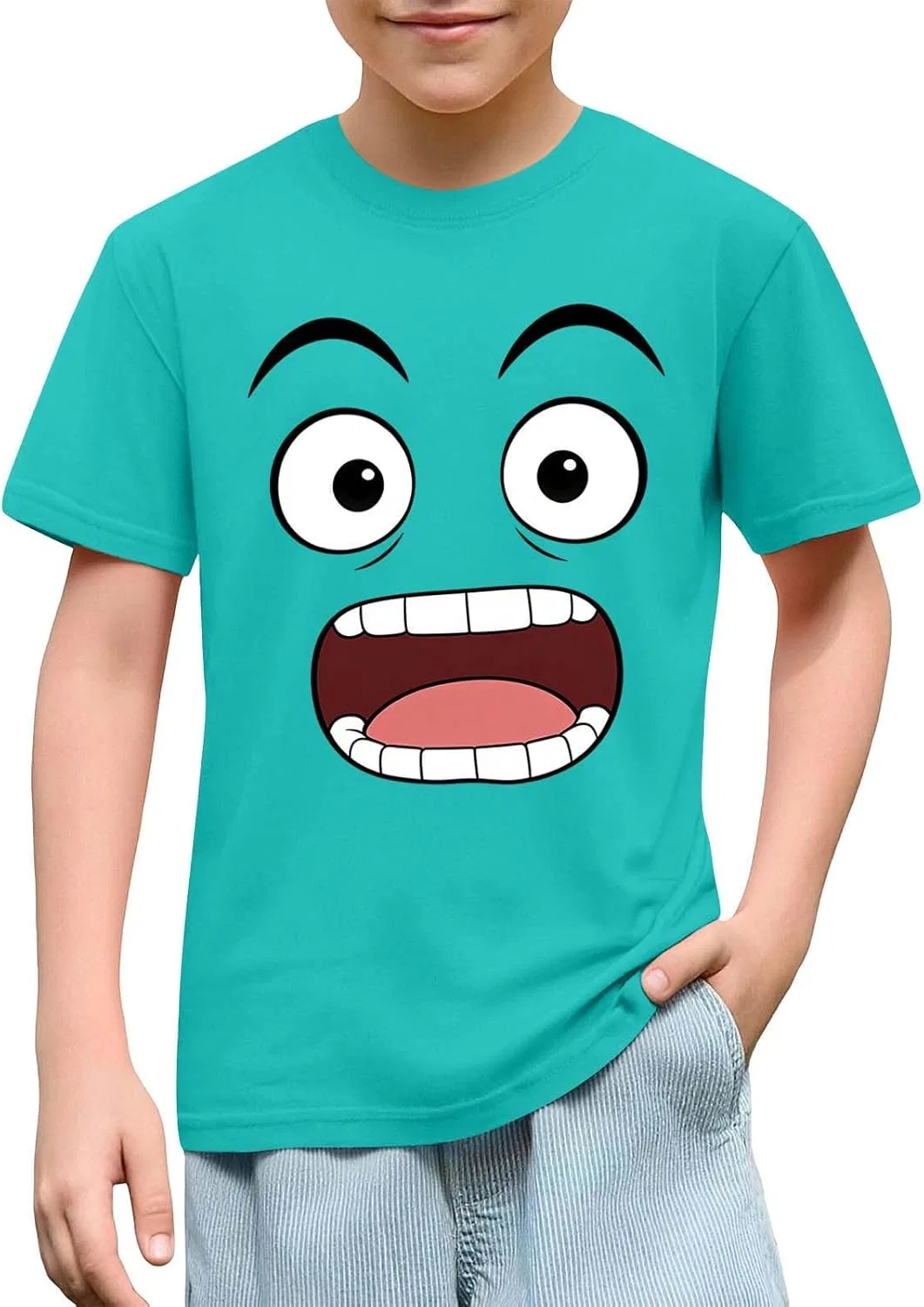 Футболка с забавным лицом Zzalalana, детская, цвет Mint Green