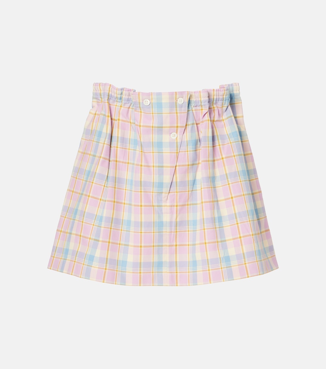 

Мини-юбка из хлопка в клетку и сборку Prada, розовый