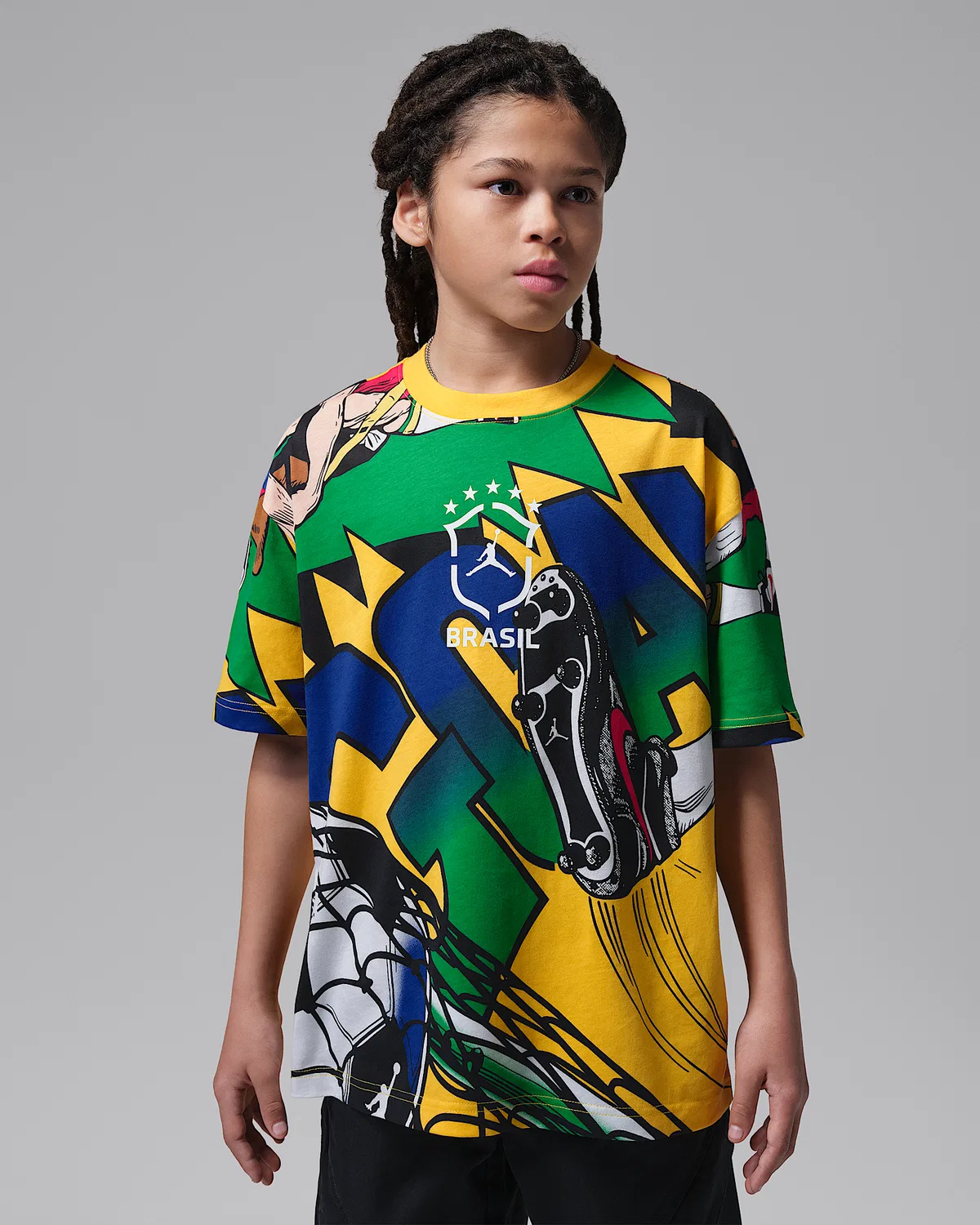 Детская футболка Boxy Goal T-Shirt Jordan Essentials, Multi-Color/White