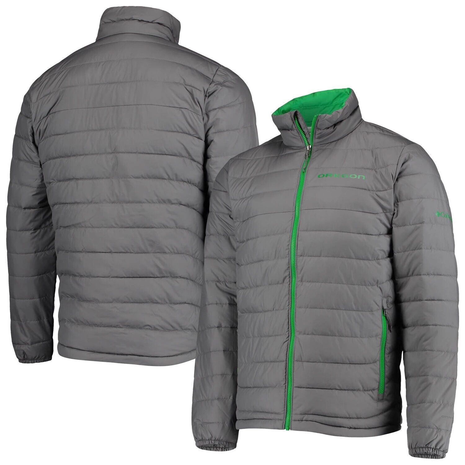 

Мужская куртка Columbia Grey Oregon Ducks Powder Lite со светоотражающей пропиткой и молнией во всю длину
