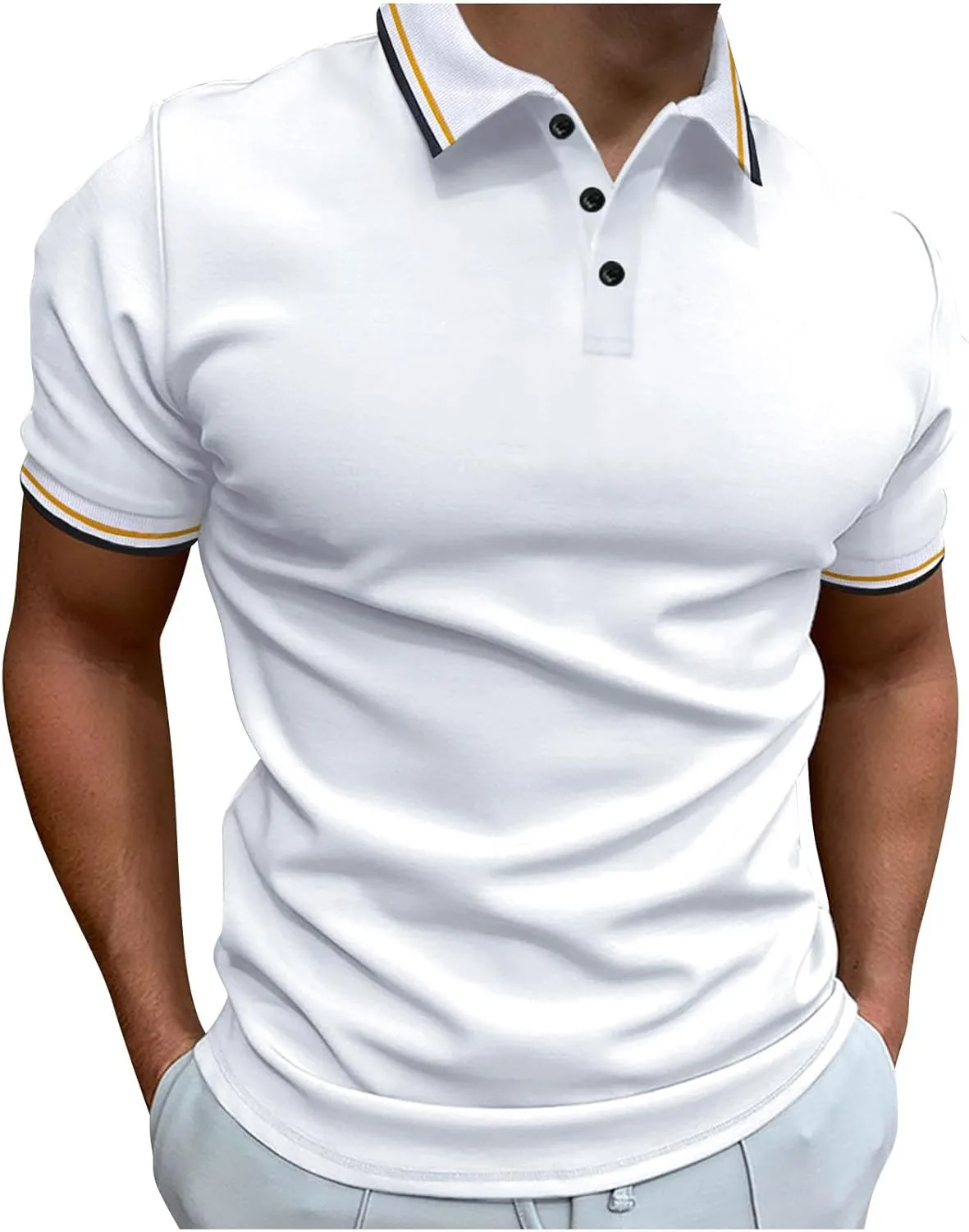 

Футболка-поло для мужчин slim fit с коротким рукавом, влагоотводящая