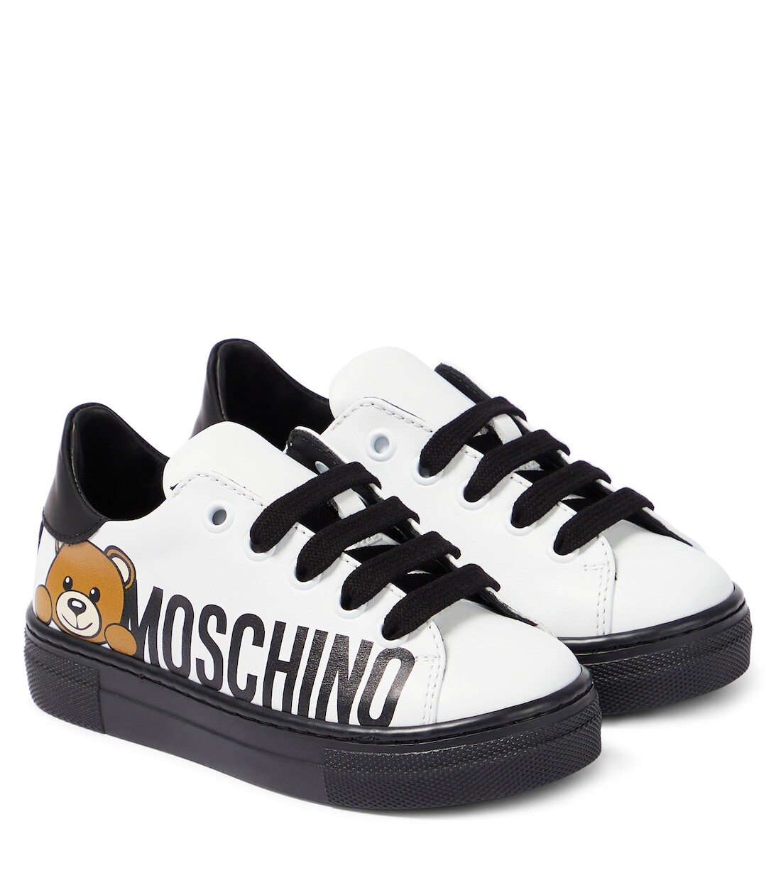 

Кожаные кроссовки с логотипом Moschino, белый