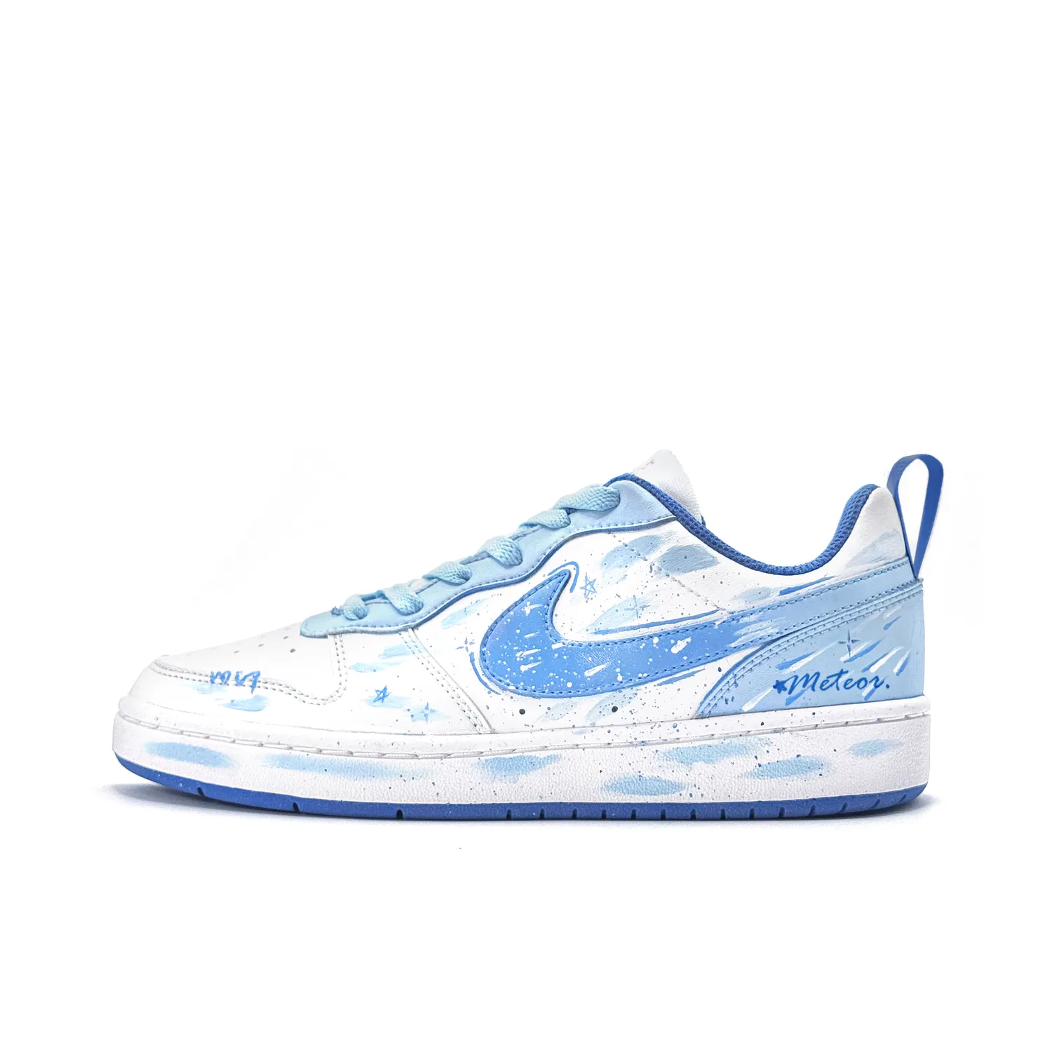 Кроссовки Court Borough Shopping Bag, Blue Feather Star Dream Leather Skateboard Shoes White Blue Nike — фото 3