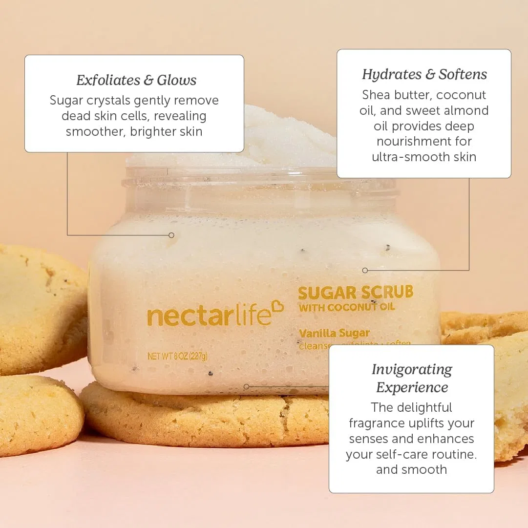 Сахарный скраб для тела Nectar Bath Treats с маслом кокоса и маслом ши, ваниль, 226 г — фото 2