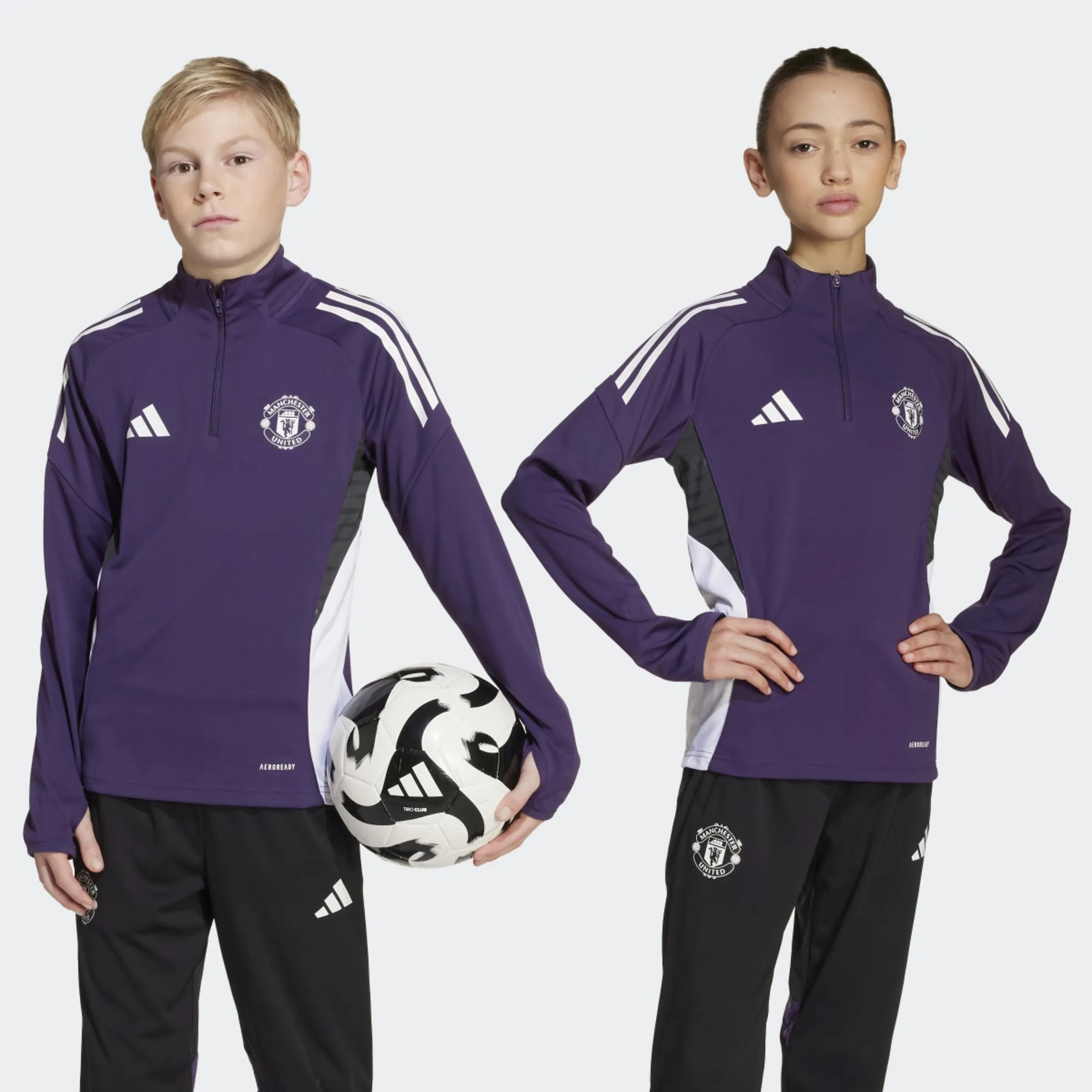 

Детская футболка Manchester United FC 2025-2026 Tiro Competition Adidas, фиолетовый