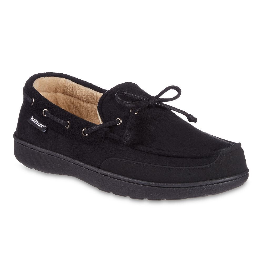 isotoner Carter Boater Мужские водоотталкивающие мокасины из микрозамши с эффектом памяти Isotoner, черный