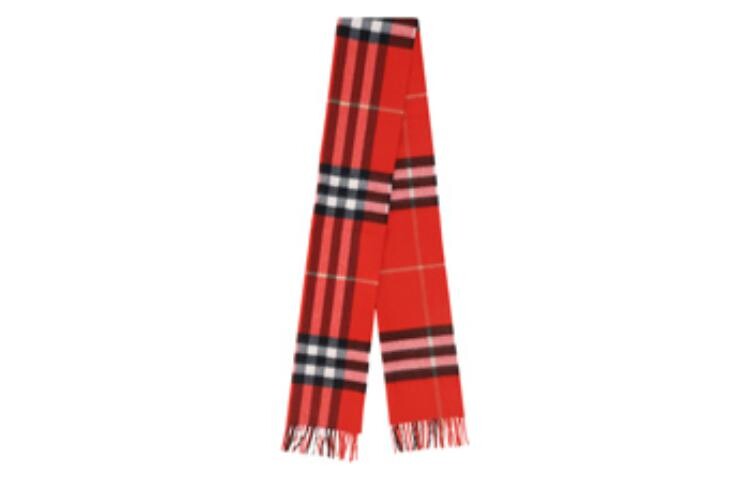 

Шарф женский Burberry Checked Fringed, красный