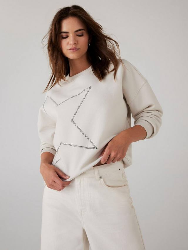 

Свитшот с звездным принтом Mint Velvet, White Ivory