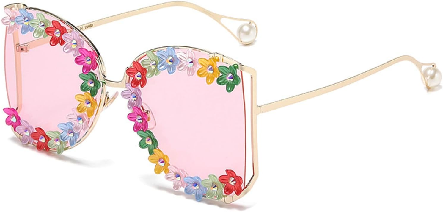 

Большие солнцезащитные очки с цветочным узором из страз для женщин, овальной формы, модные очки для вечеринок с бриллиантами, солнцезащитные очки UV400 mincl, Light Pink