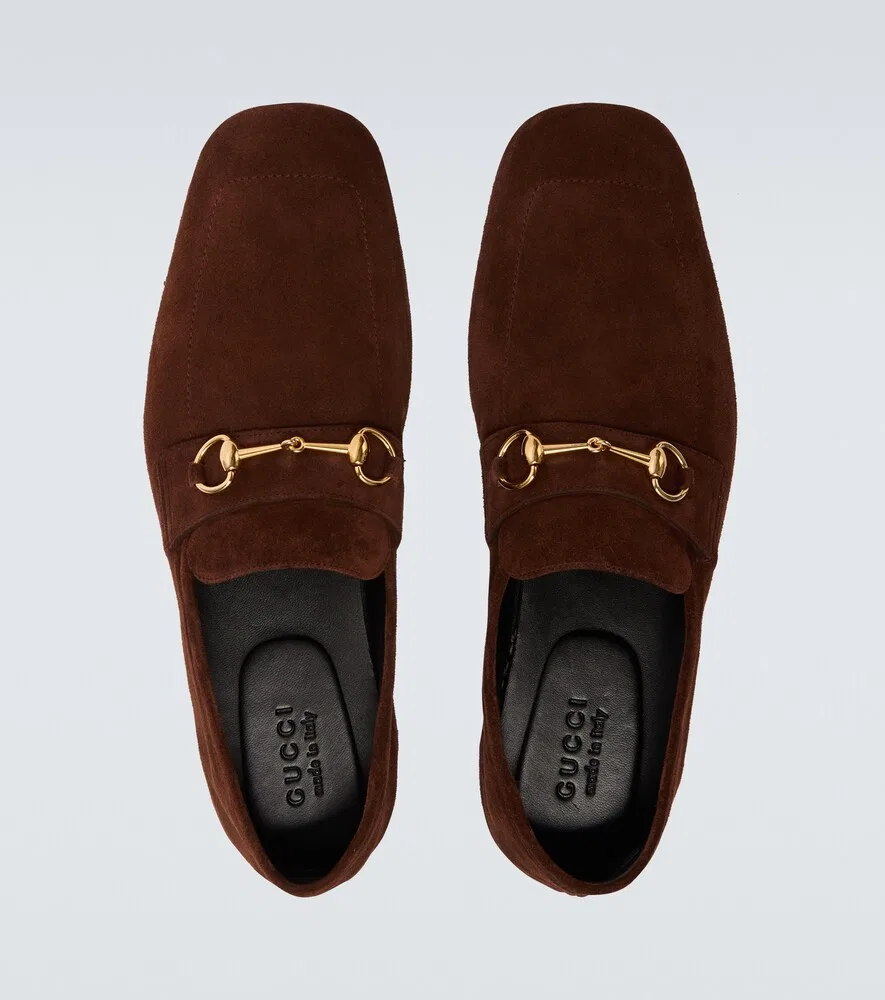 Замшевые лоферы Ragazzo Horsebit Gucci, коричневый — фото 4