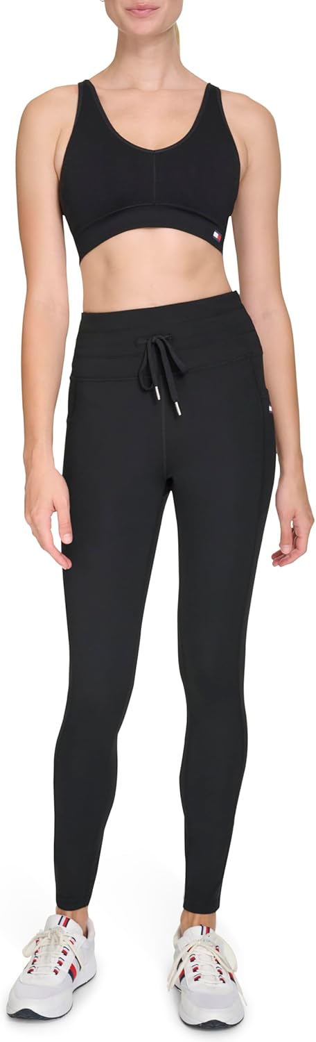 Женские спортивные леггинсы Tommy Hilfiger с завязками и высокой талией, Black — фото 2