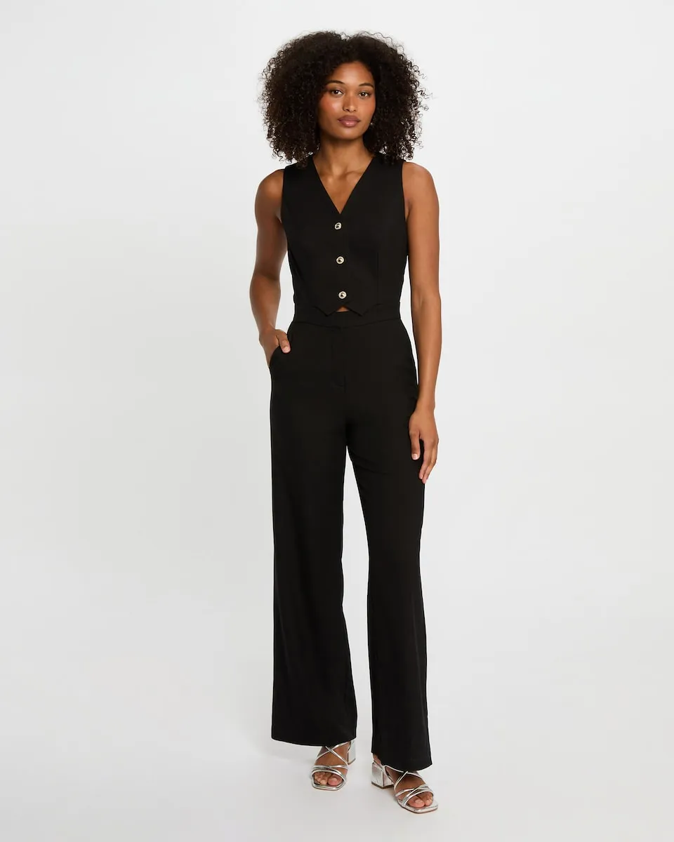 

Женский длинный комбинезон с V-образным вырезом Morgan, черный