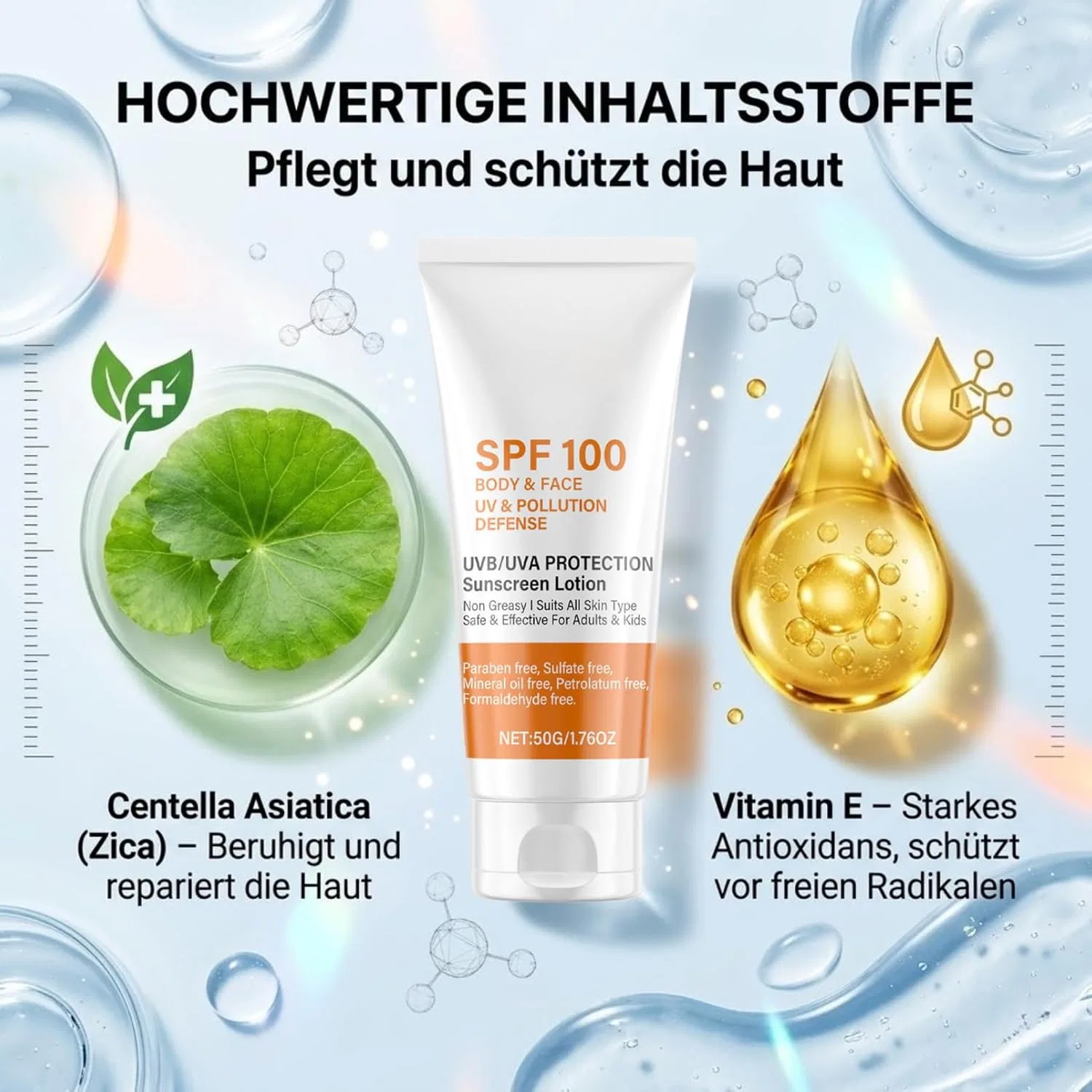 Солнцезащитный крем SPF 100 для лица и тела, 2 штуки Ufkeanlo — фото 3