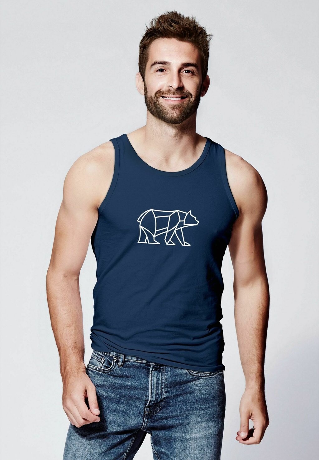 

Топ TANK DESIGN PRINT BÄR BEAR TIERMOTIV OUTDOOR Neverless, темно-синий