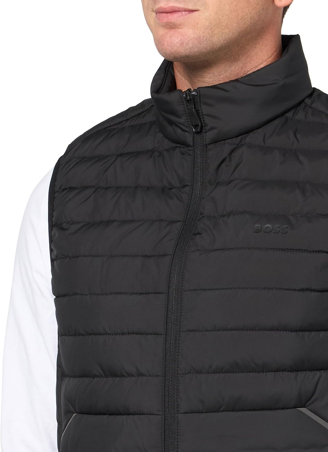 BOSS мужская легкая стеганая жилетка на молнии, Black Olive — фото 3
