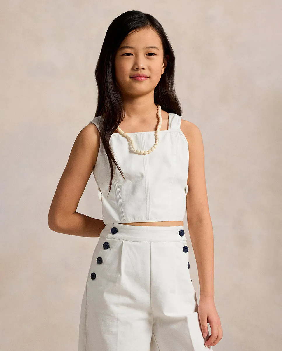 

Комплект из двух предметов из хлопка для девочки Polo Ralph Lauren, белый