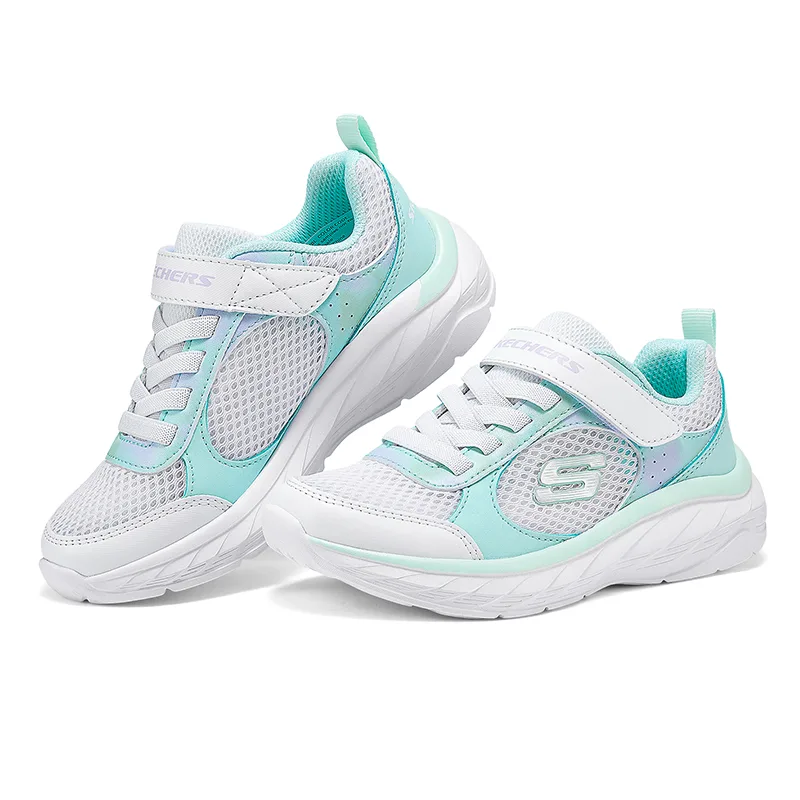 Skechers Kids Детские кроссовки для бега с низким верхом, противоскользящие, износостойкие, с легкой амортизацией, розовые/зеленые — фото 4