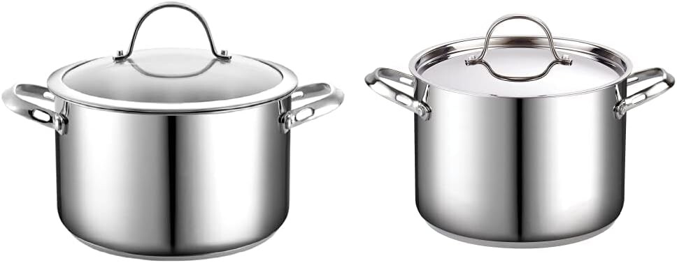 

Стандартная кастрюля Cooks из нержавеющей стали на 6 литров с крышкой и классическая кастрюля из нержавеющей стали на 8 литров с крышкой, 8 QT, серебристая