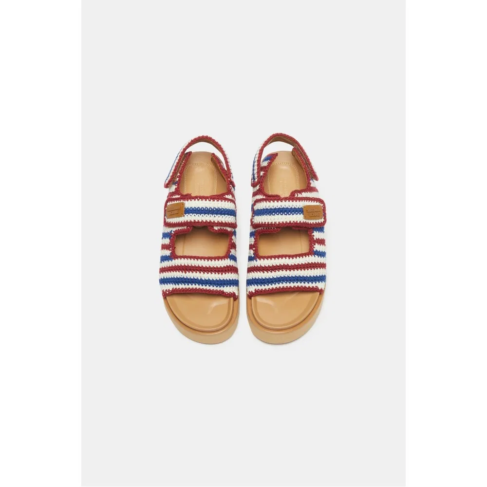 Мужские плетёные сандалии Crochet Stripe коричневые от Suecomma Bonnie — фото 2