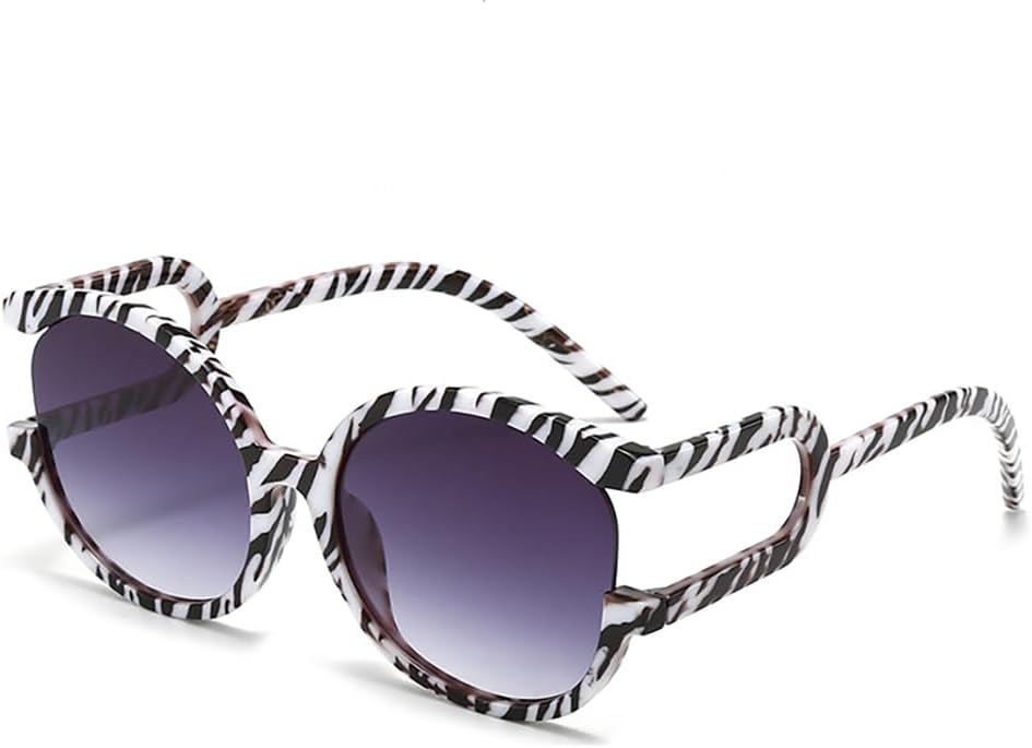 

Модные солнцезащитные очки большого размера для женщин и мужчин, винтажная крупная круглая оправа с стильным дизайном, защита от УФ-излучения UV400 Thryvox, Zebra Stripes