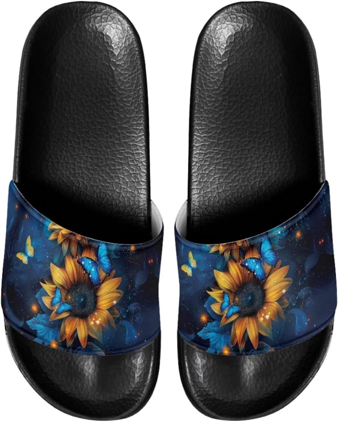 

Сланцы для женщин на плоской подошве с открытым носком, удобные пляжные сандалии, тапочки Judentidos, Sunflower Butterfly