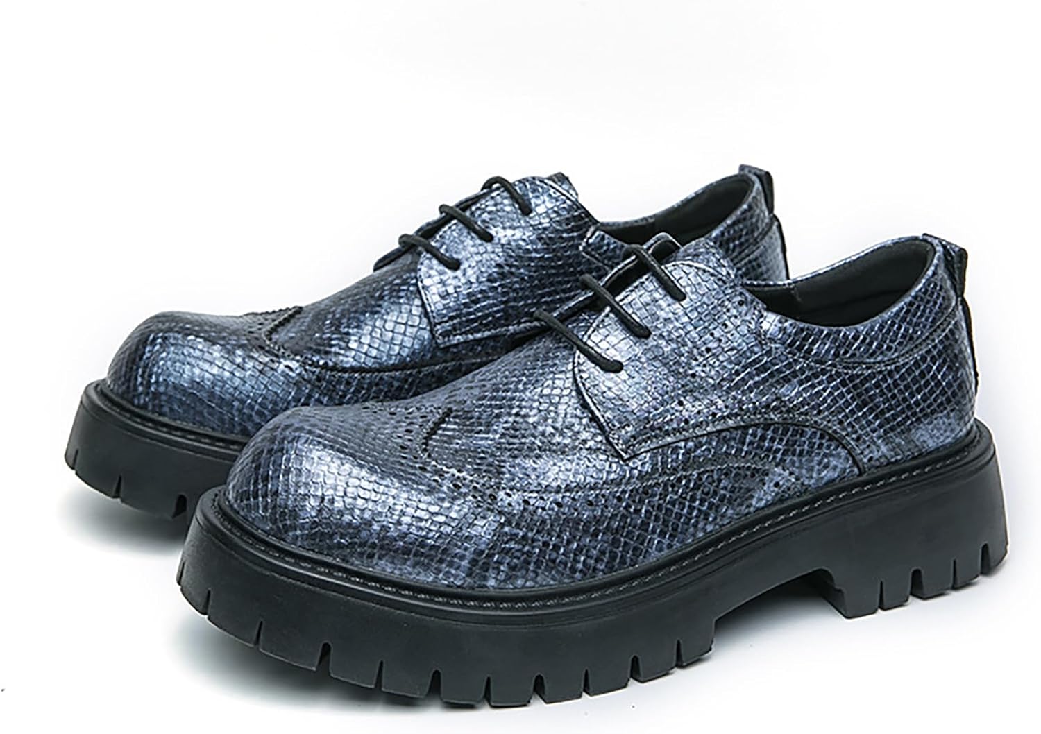 

Мужские кожаные оксфорды с принтом на шнуровке, платформой, классическим круглым носком, броги с противоскользящей подошвой, дерби для вождения, бизнес-офисные и классические туфли Forevercan, серый